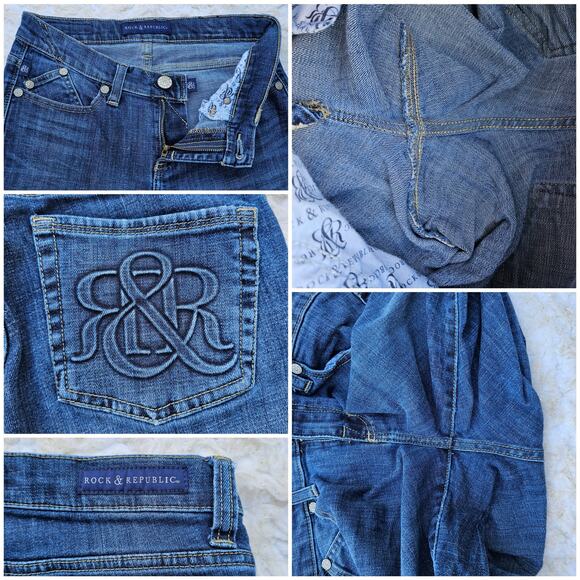 Dark Stretch Denim Skinny Jeans Size 6 Cropped Raw Hem Rock Republic Berlin - Picture 1 of 10